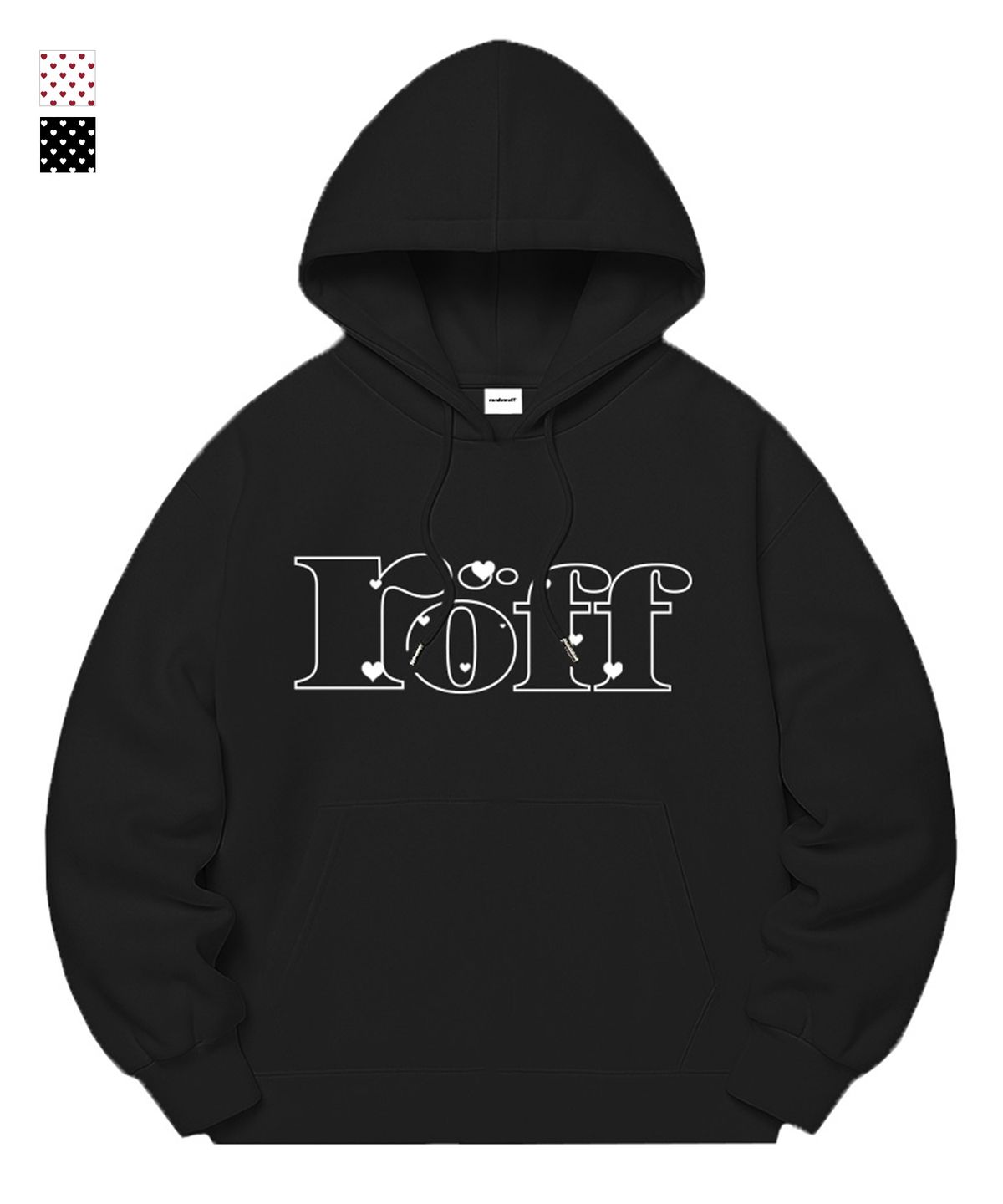 랜덤오프(RANDOMOFF) [기모선택] RÖFF TYPE PLAY LINE SEMI OVER FIT HOODIE (2color)