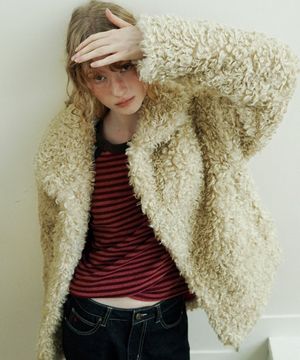 앙쥬 퍼 하프 코트_베이지