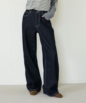 샐리 클래식 와이드 데님 팬츠_인디고