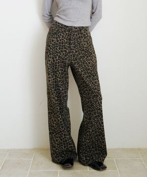 샐리 클래식 와이드 데님 팬츠_레오파드