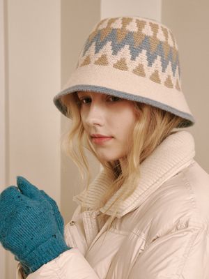 트라이앵글 패턴 버킷햇 (아이보리)