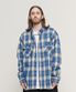 포켓 플란넬 오버핏 체크셔츠 (블루)