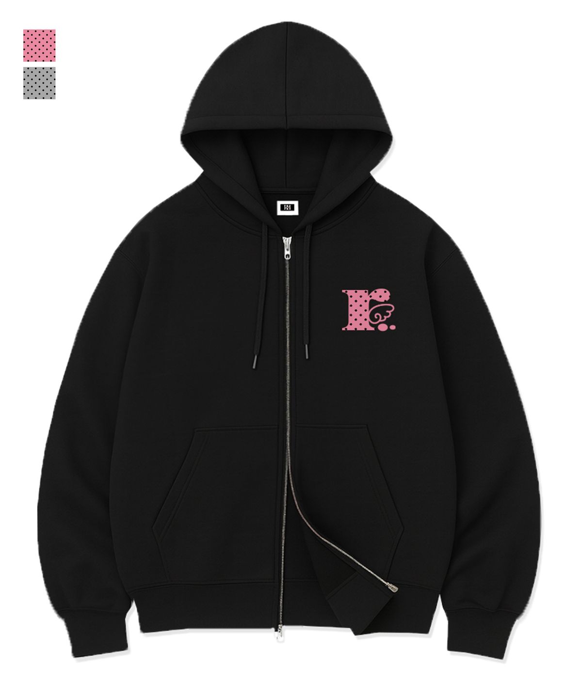 랜덤오프(RANDOMOFF) RÖFF TYPE PLAY DOT SYMBOL OVER FIT 2-WAY ZIP-UP (2color)