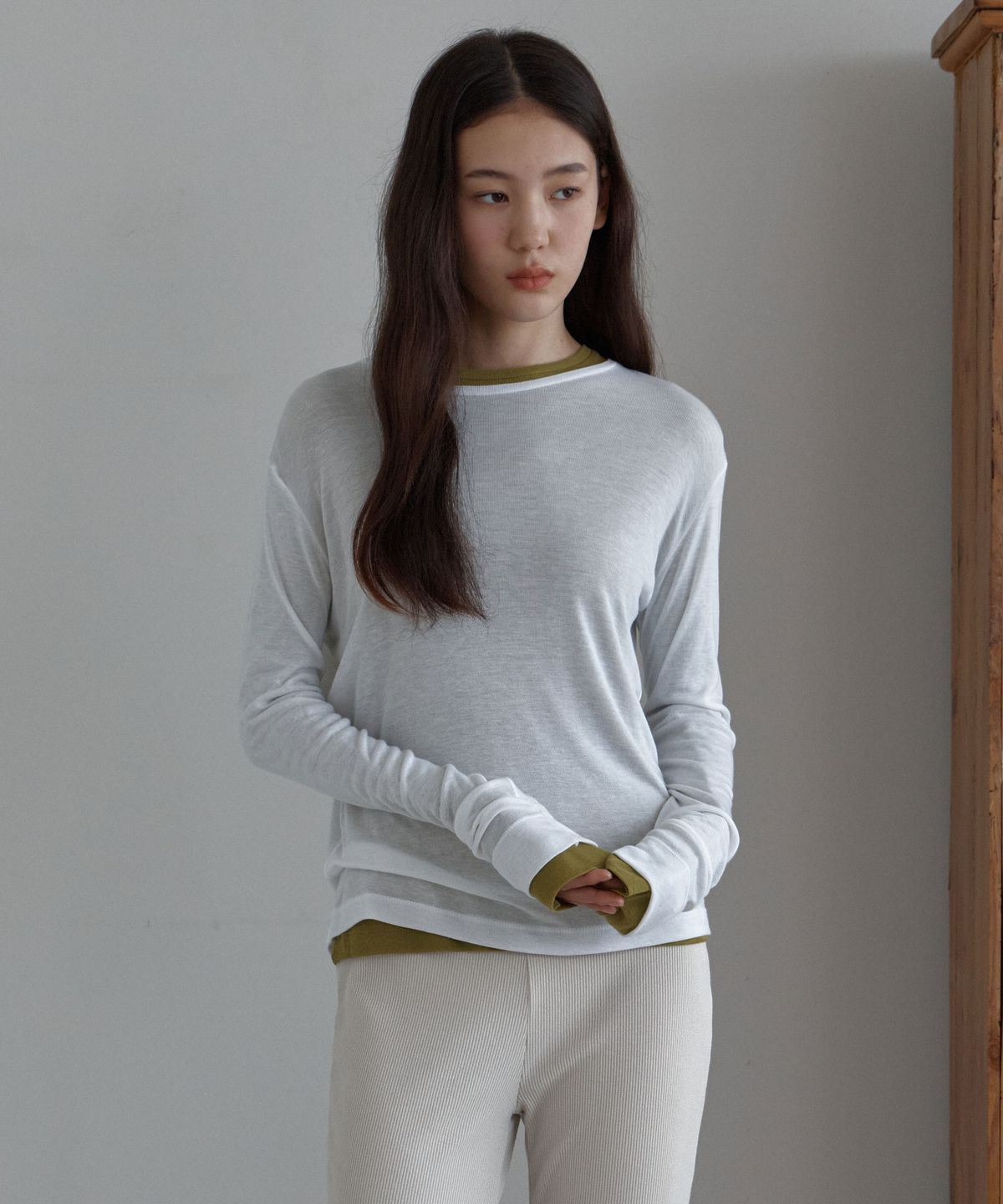 38컴온커먼(38COMEONCOMMON) Sheer Touch Long Sleeve (White)
