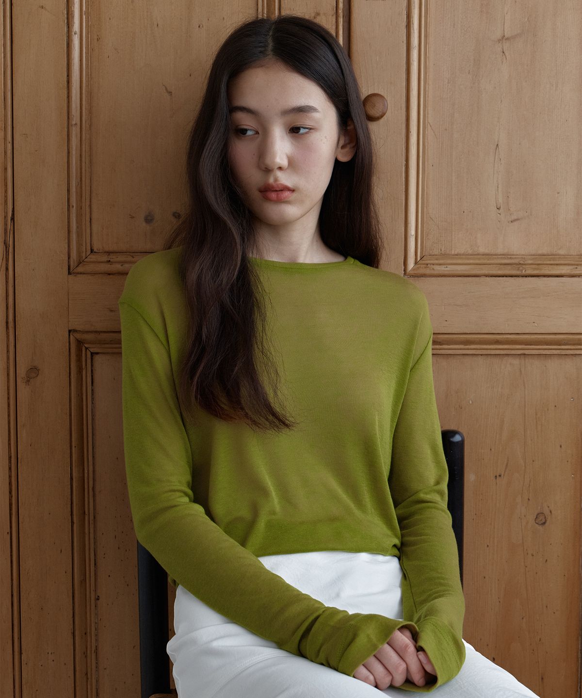 38컴온커먼(38COMEONCOMMON) Sheer Touch Long Sleeve (Olive)
