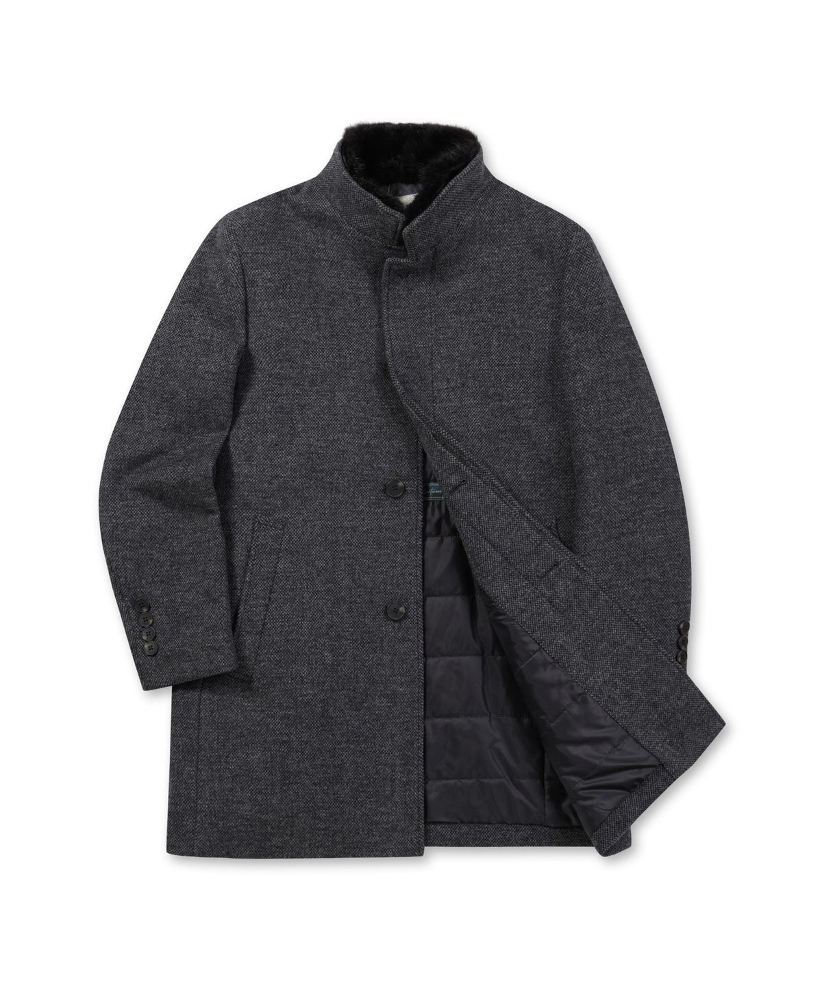브렌우드(BRENTWOOD) 칼라 FUR 울/캐시미어 블렌디드 코트 BRCBW25641GYX