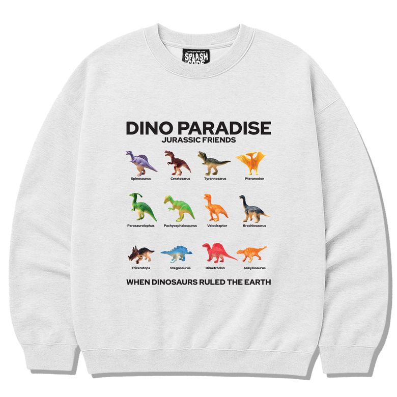 헤비 크루넥 맨투맨 멜란지화이트 - 디노 파라다이스(Dino Paradise)