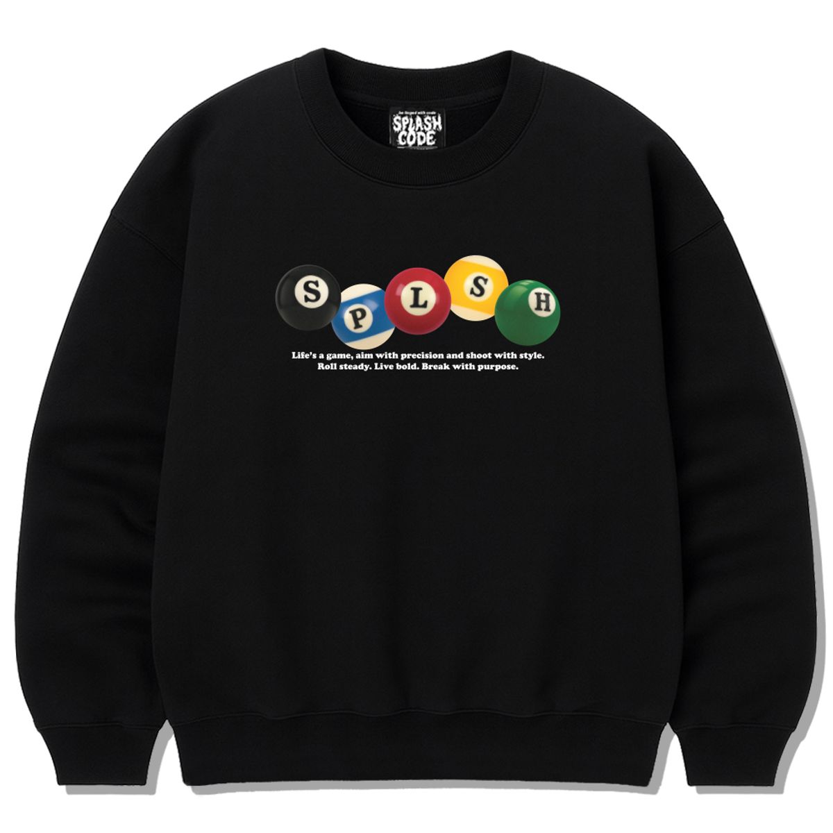 스플래시코드(SPLASHCODE) 헤비 크루넥 맨투맨 블랙 - 빌리어즈(Billiards)