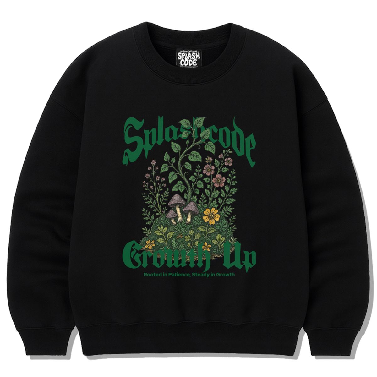스플래시코드(SPLASHCODE) 헤비 크루넥 맨투맨 블랙 - 그로우쓰(Growth Up)