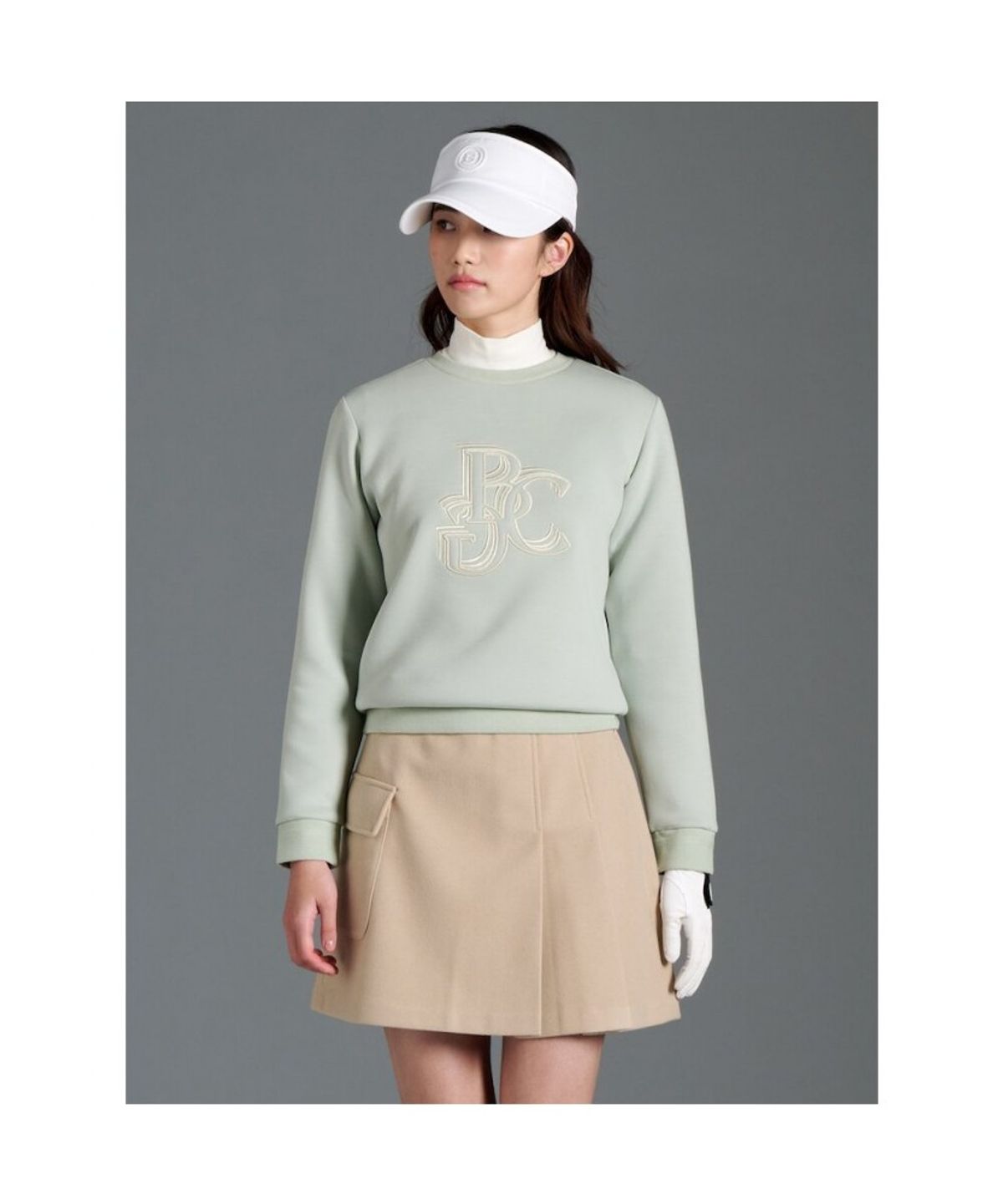 빈폴골프(BEANPOLE GOLF) 여성 라운드넥 블루종핏 긴소매 티셔츠 - 라이트 그린