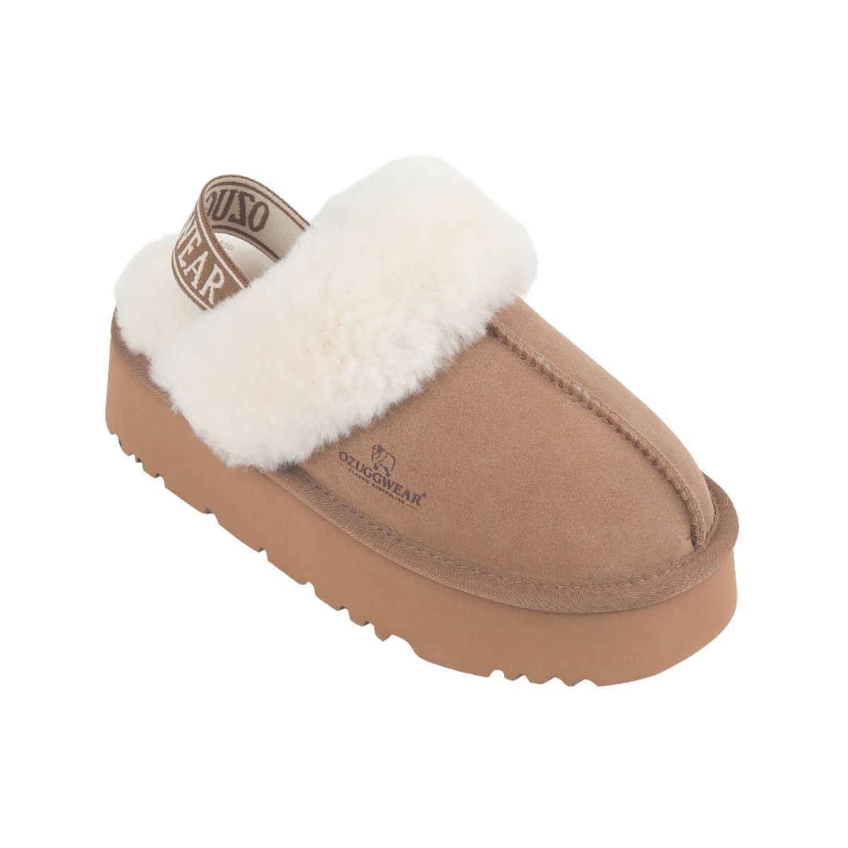 오즈어그웨어(OZ UGG WEAR) 어덜트 플랫폼 슬리퍼 백스트랩 브라운