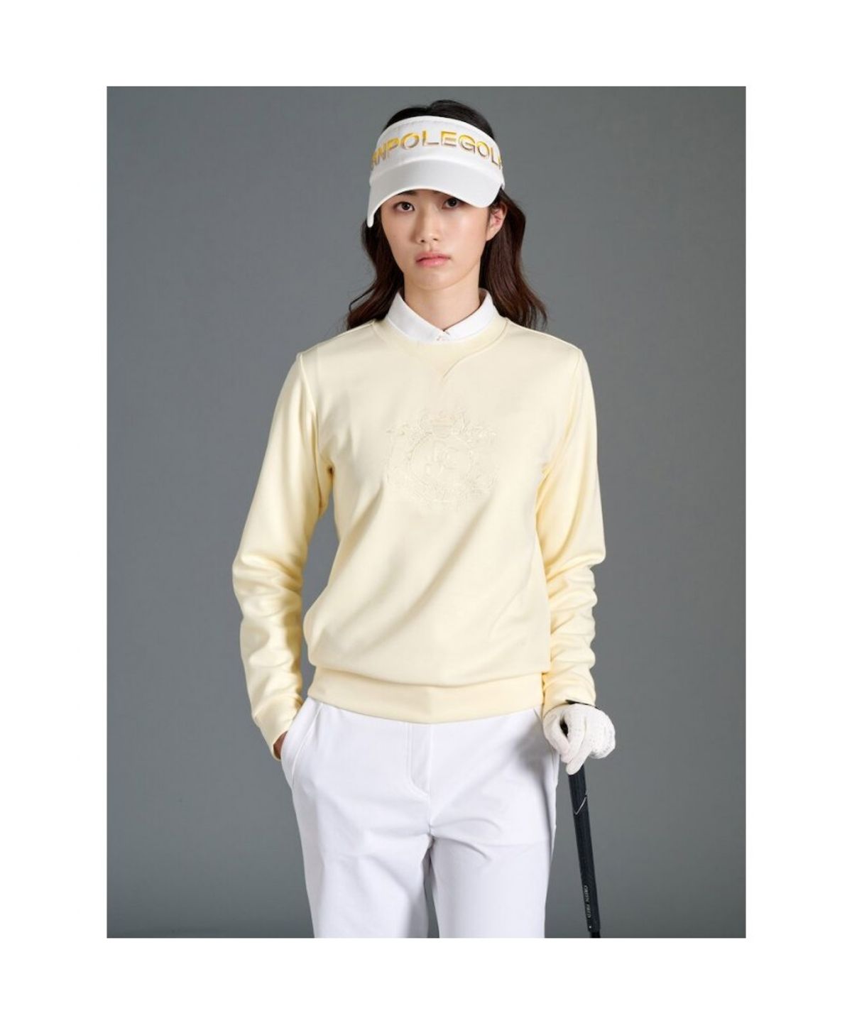 빈폴골프(BEANPOLE GOLF) 여성 원포인트 블루종핏 긴소매 티셔츠 - 레몬