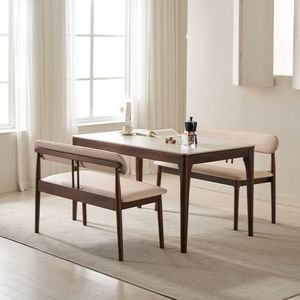 시에나 포세린 통세라믹 4인용 원목 1400 식탁세트(벤치2)