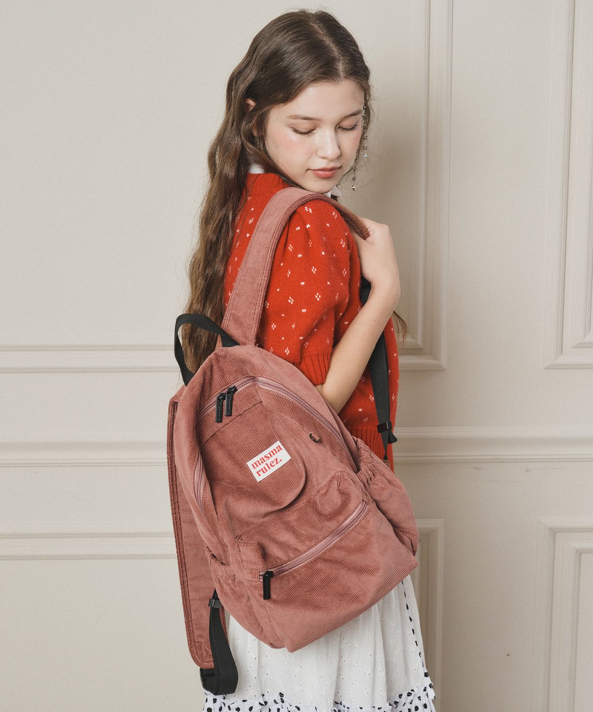마스마룰즈(MASMARULEZ) mini ver. daily backpack_Corduroy Coral Pink