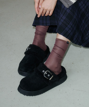 네스텔 퍼 슬리퍼 블랙