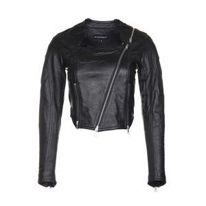 타이트 핏 우먼 레더 자켓 블랙