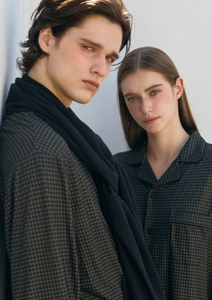 [2PACK] 오크 플래드 기모 커플 파자마 잠옷 세트