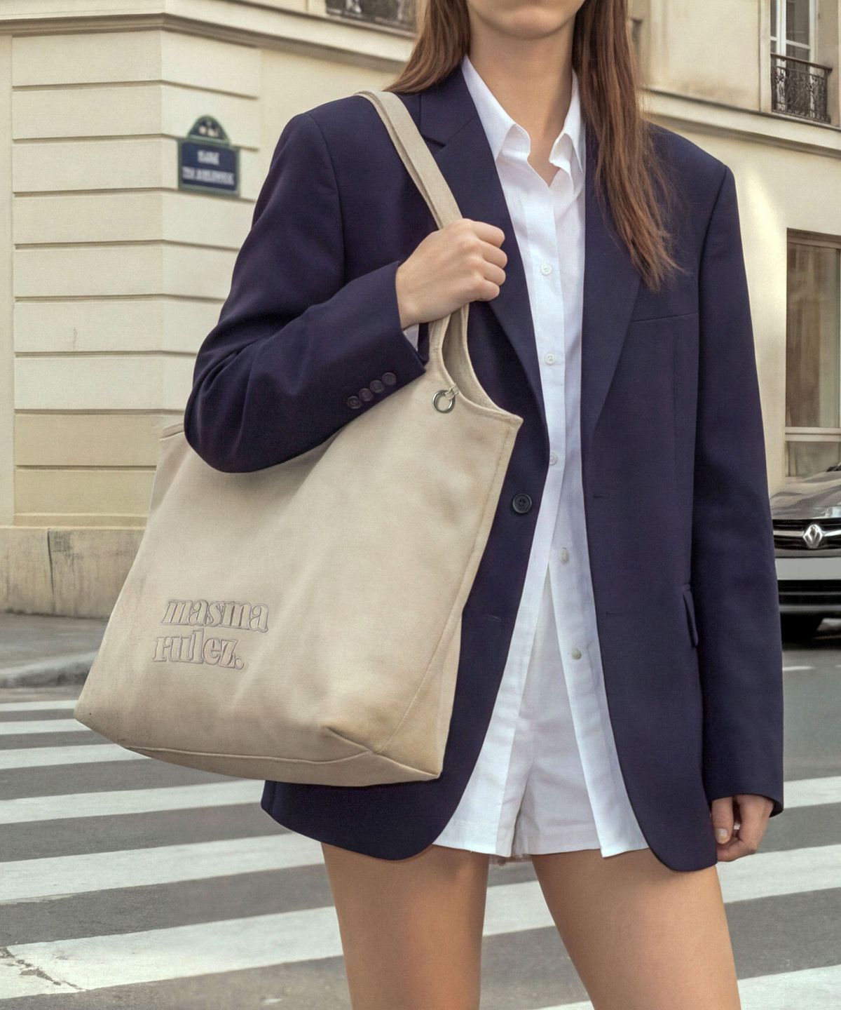 마스마룰즈(MASMARULEZ) Loose fit big shoulder bag_Vintage ivory