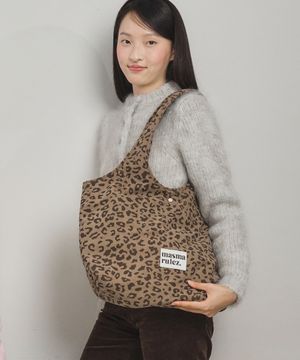 Loose fit big shoulder bag_Leopard brown