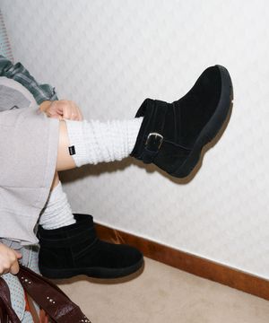 부클 버클 쇼츠 윈터 부츠 블랙