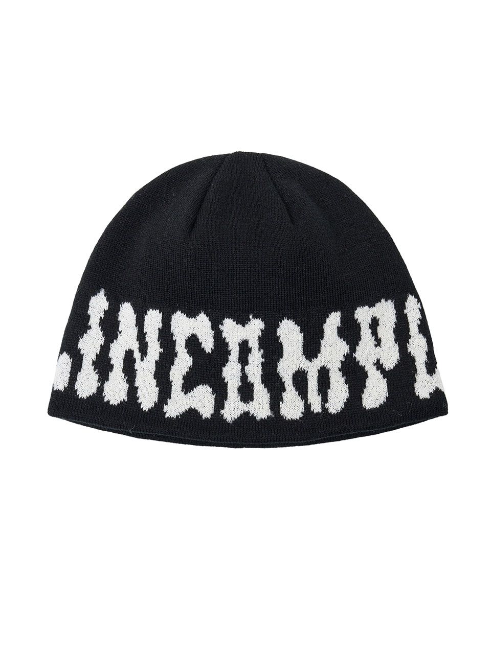MUSINSA | ALLINCOMPLETE Pom Pom Logo Jacquard Beanie (Black)