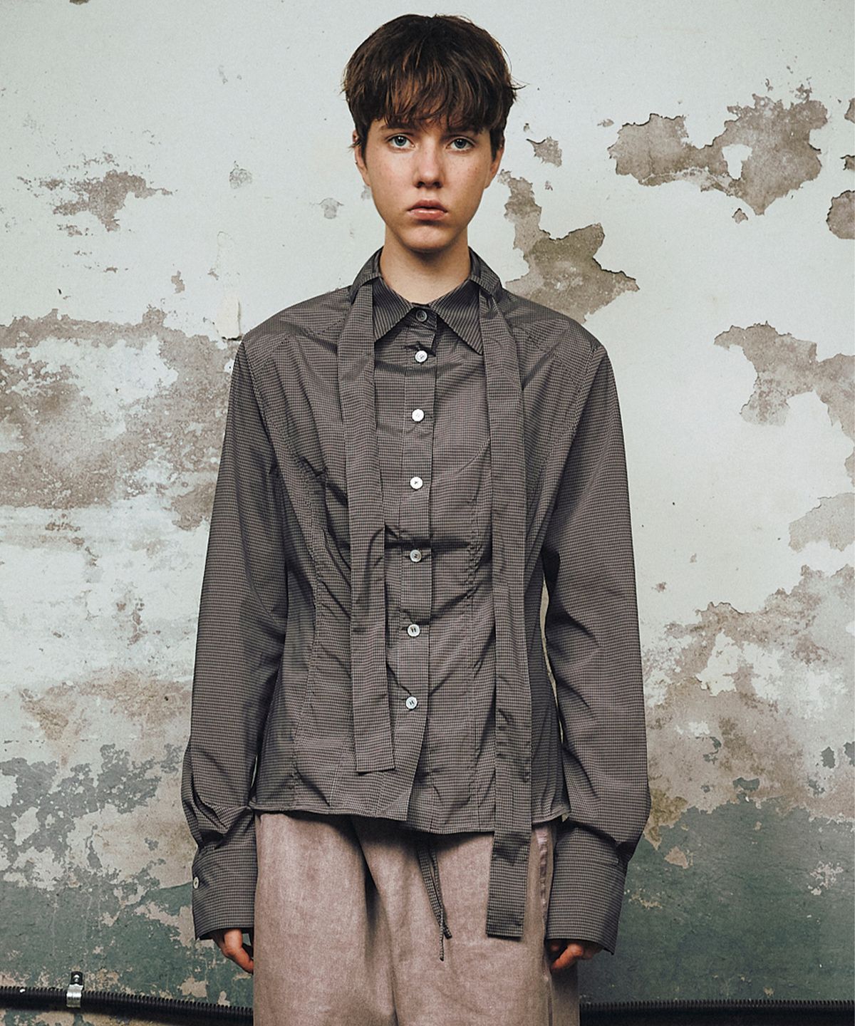 씬(SEEN) TIE STICHED NYLON SHIRTS (Check Pattern)