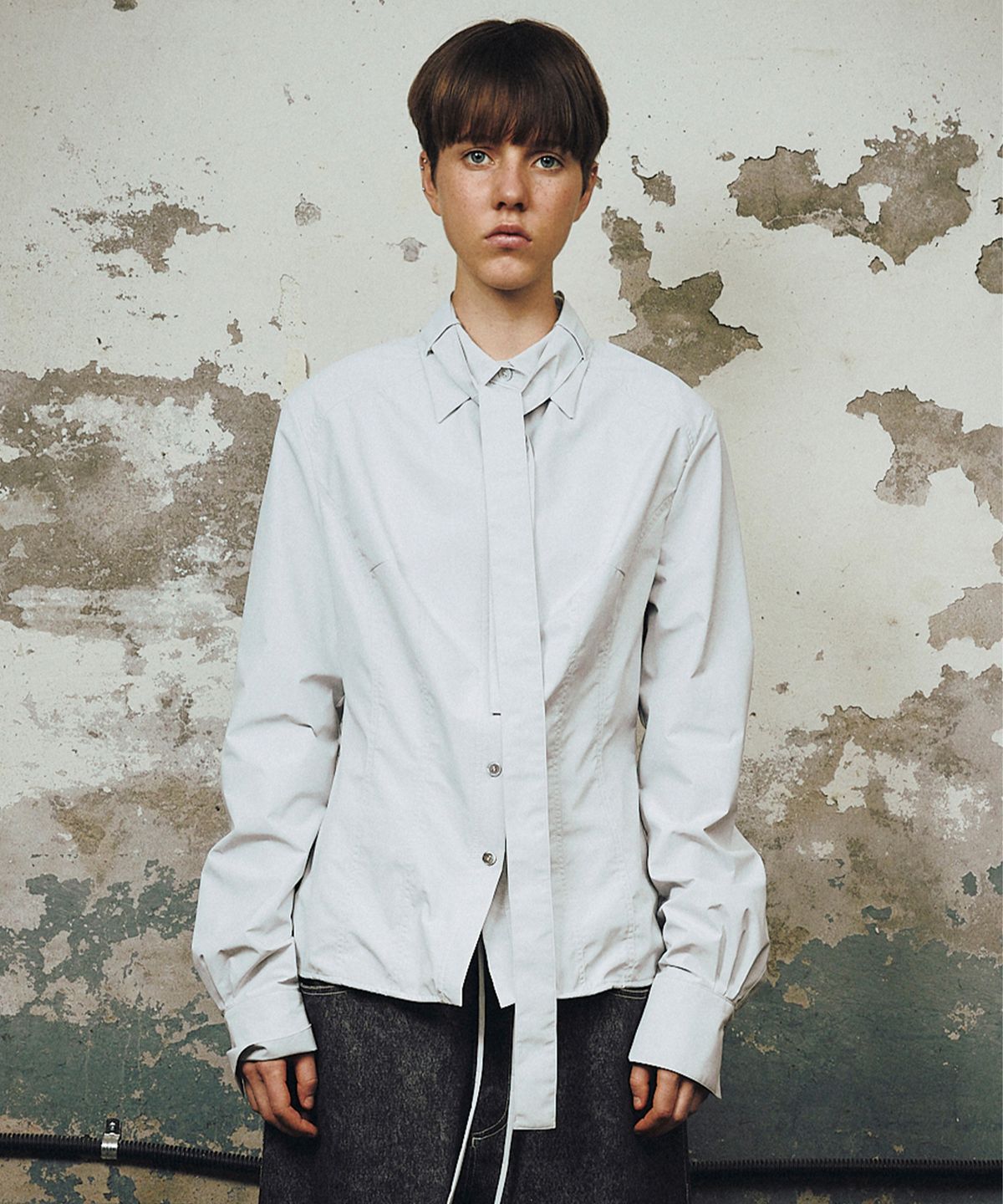씬(SEEN) TIE STICHED NYLON SHIRTS (Light Grey)