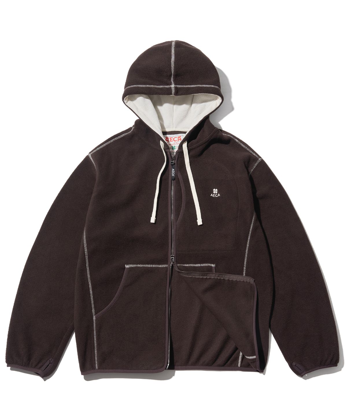에이카화이트(AECA) AECA EVERLIGHT FLEECE ZIP UP HOODIE-BROWN