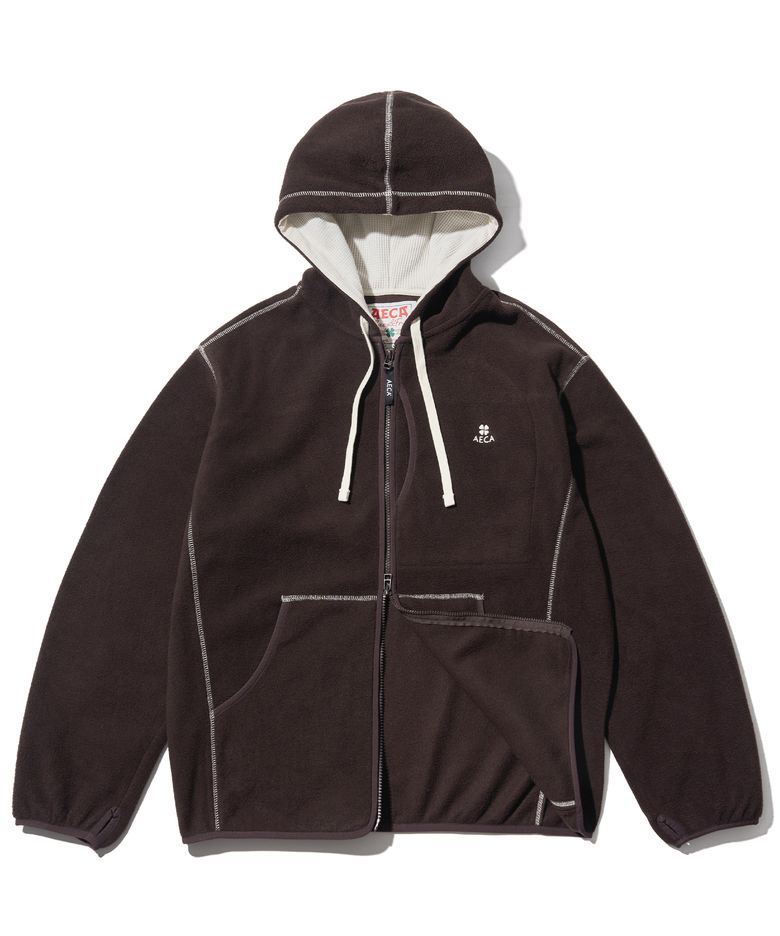 AECA EVERLIGHT FLEECE ZIP UP HOODIE-BROWN
