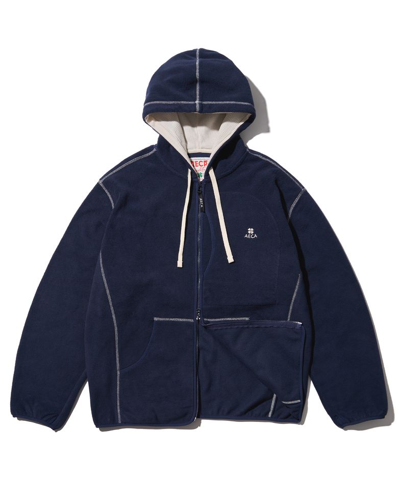 AECA EVERLIGHT FLEECE ZIP UP HOODIE-NAVY