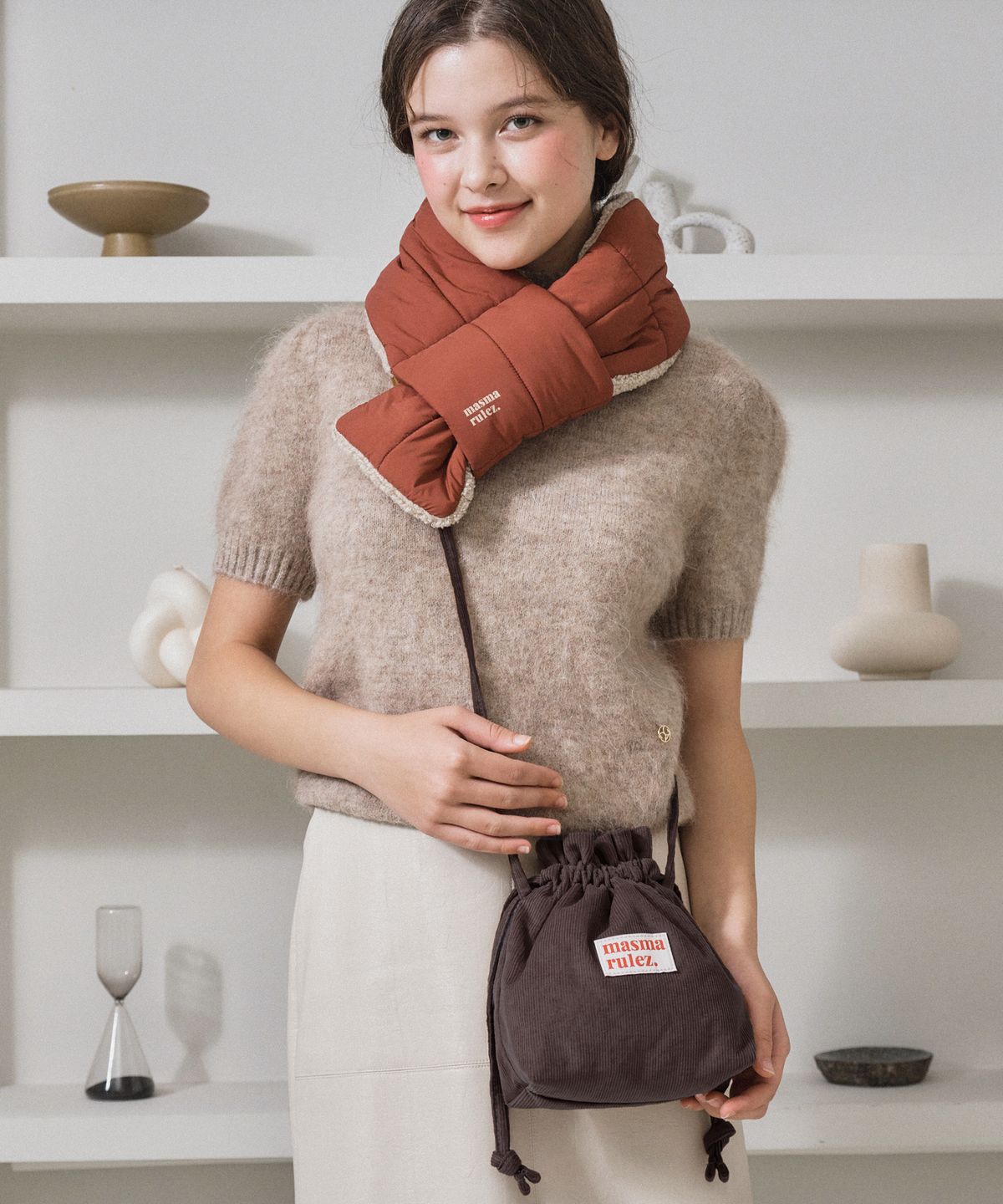 마스마룰즈(MASMARULEZ) String cross bag_Corduroy Deep Brown