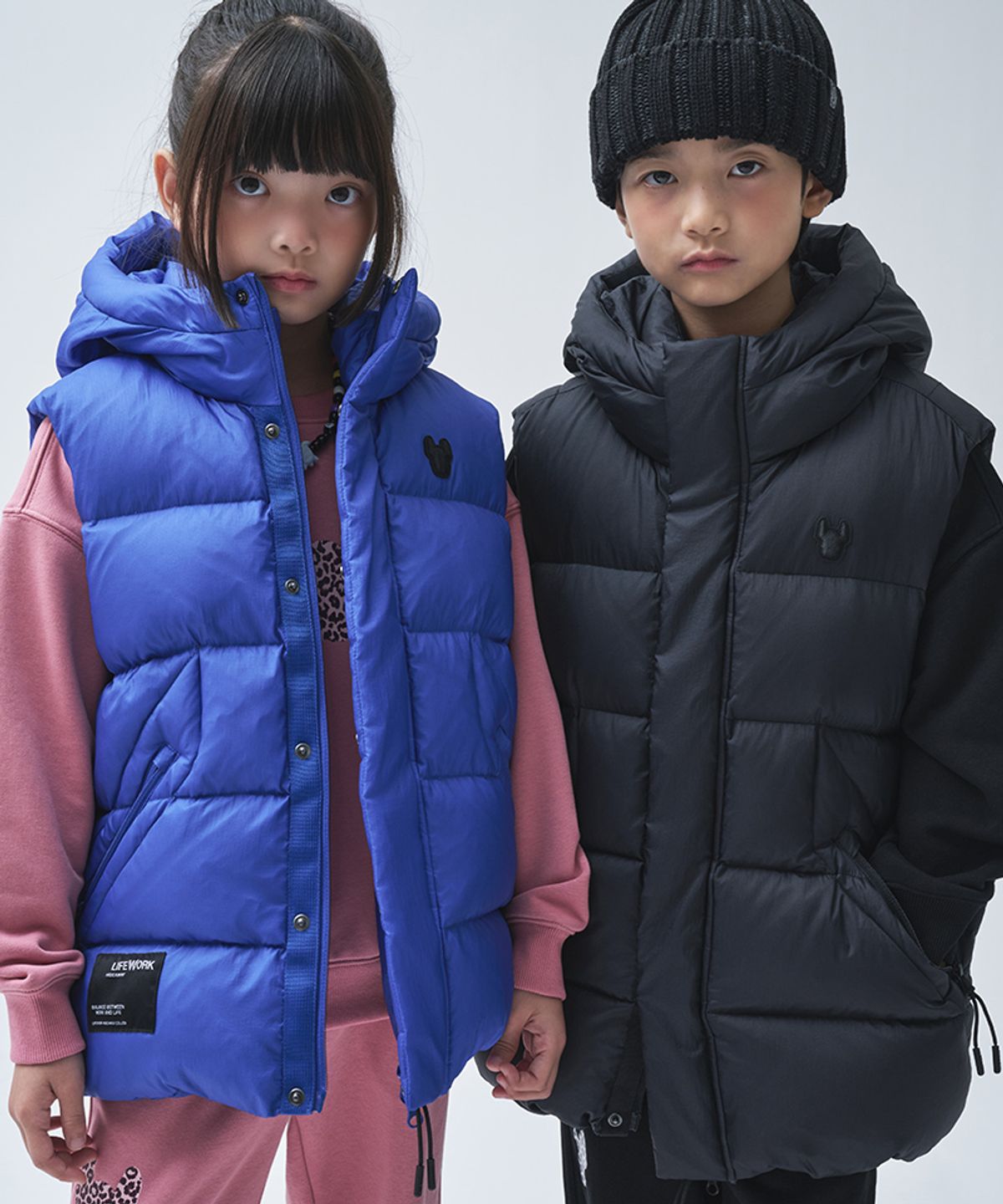 라이프워크 키즈(LIFEWORK KIDS) 키즈) 스퀘어 퀼팅 후드 다운 베스트