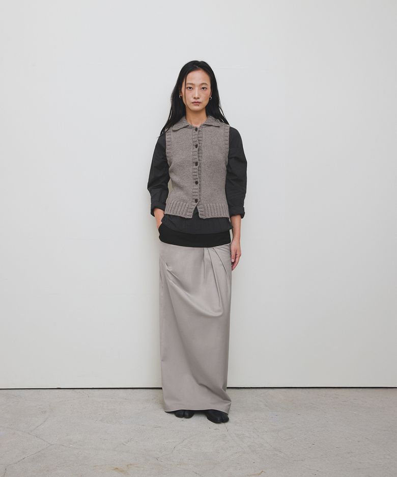 DRAPE MAXI SKIRT [BLACK]