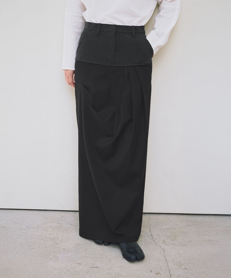 DRAPE MAXI SKIRT [GREY]
