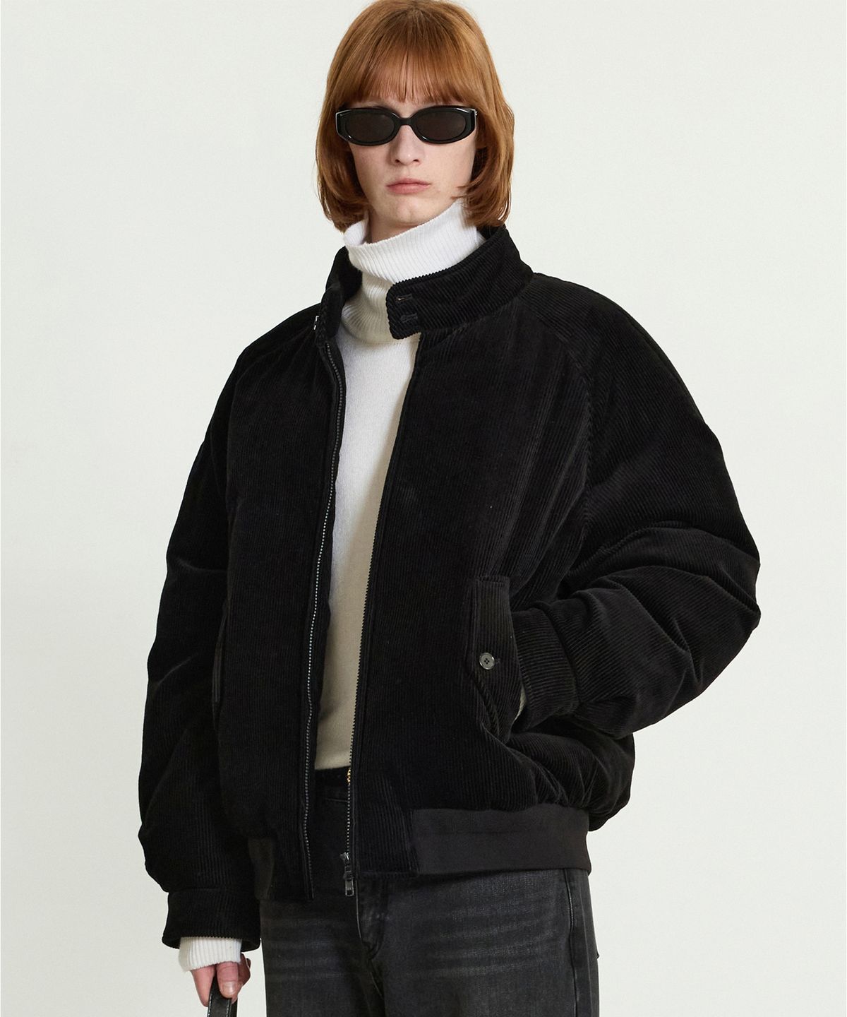 티엔지티(TNGT) European-goose Corduroy Herrington down Jumper (Black) TNJU5F205BK