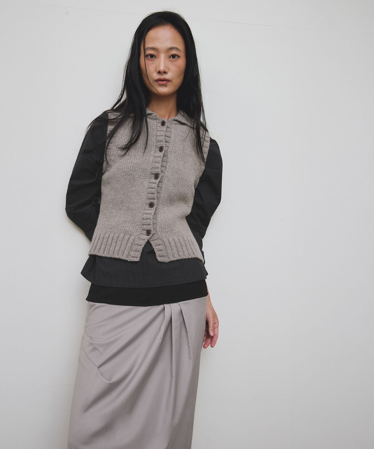 로우타이드(LOW TIDE) LAMBSWOOL KNIT VEST [MOCHA]