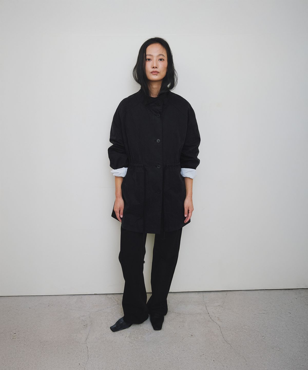 로우타이드(LOW TIDE) COTTON HALF COAT [BLACK]