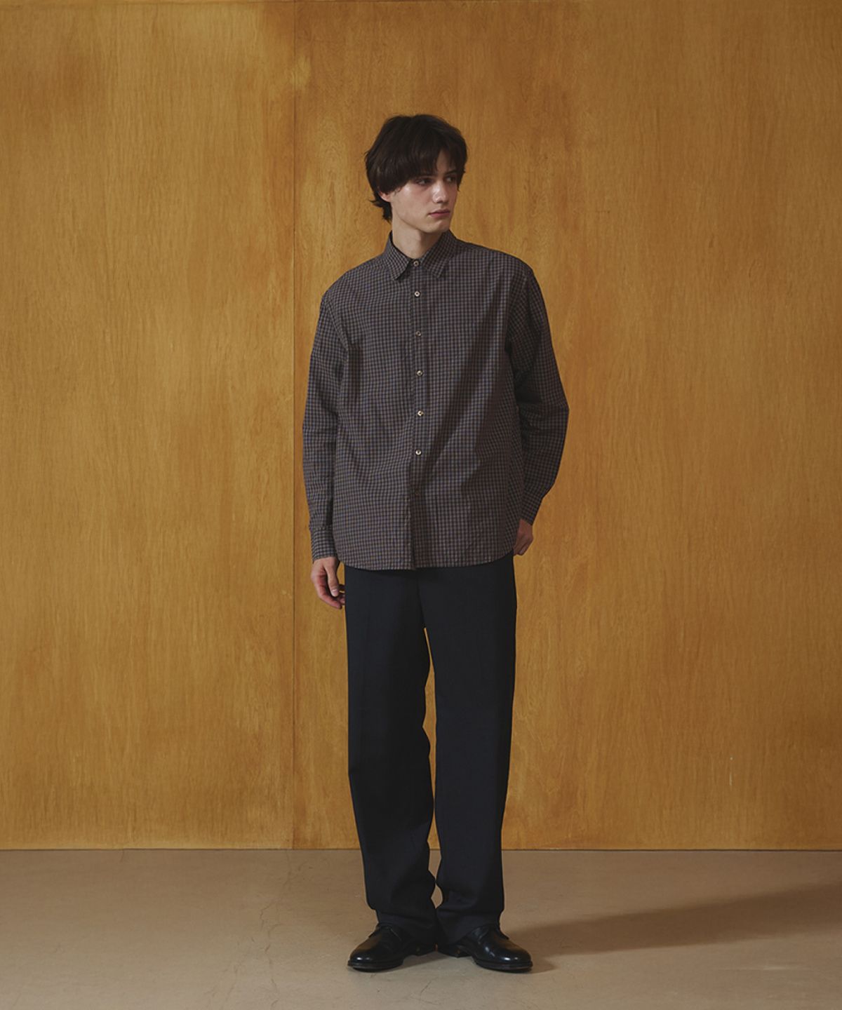 리가즈(REGARDS) Glen Check Officer Shirt - Brown