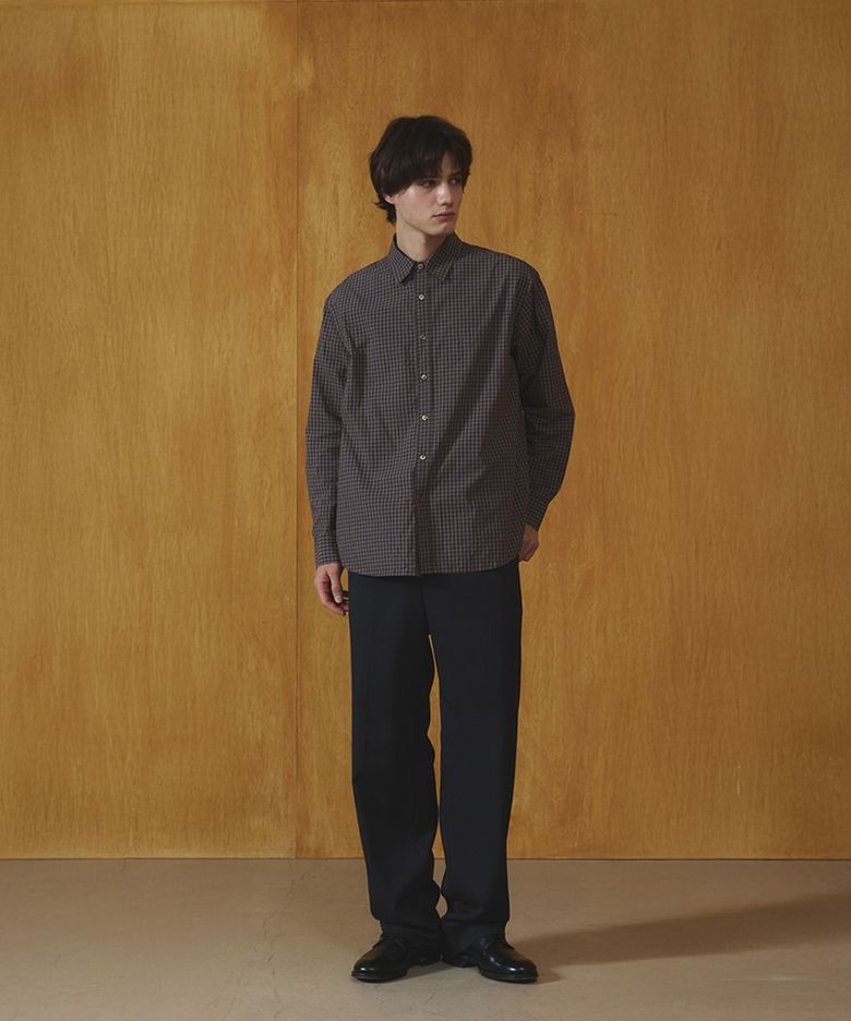 Glen Check Officer Shirt - Brown