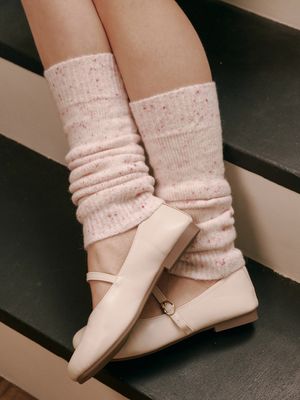 도트 니트 레그 워머 (화이트)