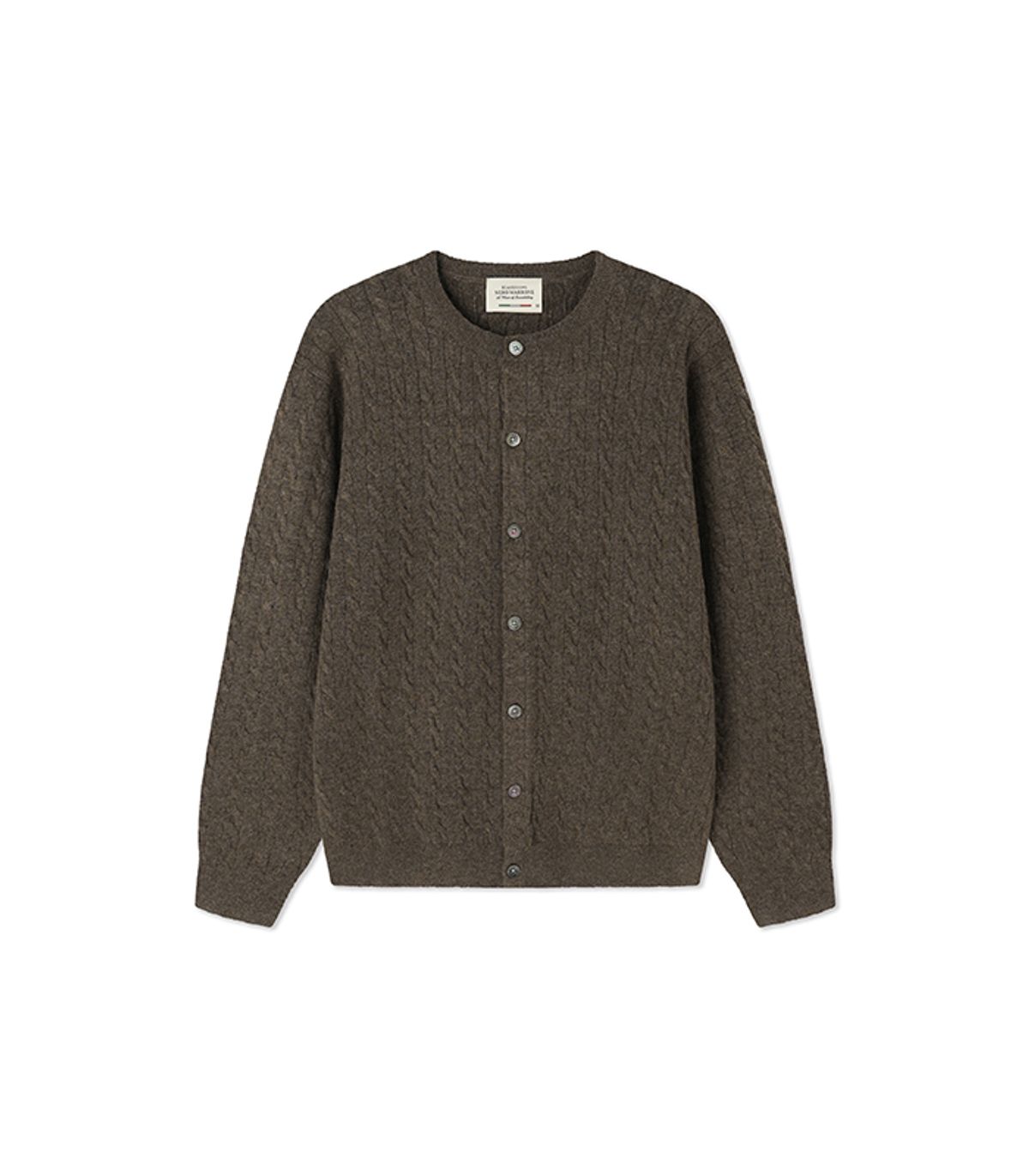 블랙브라운(BLACKBROWN) 라운드넥 케이블 니트 가디건 [BROWN]