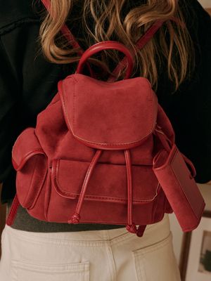 누베 스웨이드 미니 백팩 (레드)