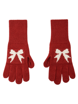 리본 울 장갑 (레드)