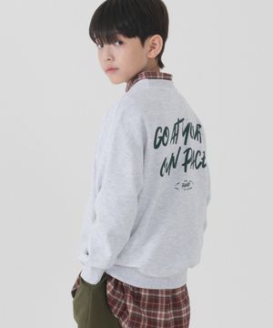 빈티지 그래픽 오버핏 맨투맨 (화이트 멜란지)