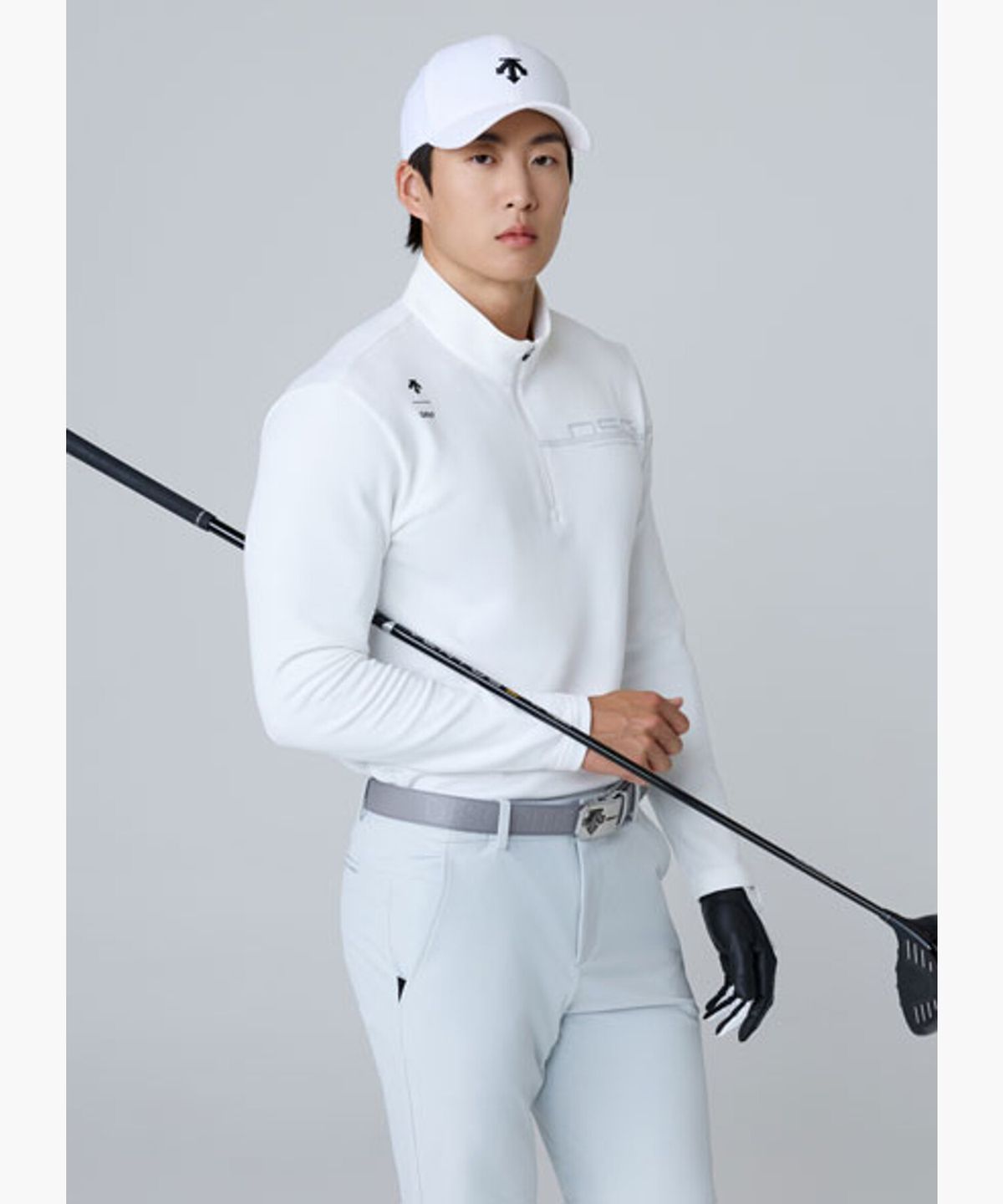 데상트 골프(DESCENTE GOLF) 남성 가루이시 반집업 긴팔 티셔츠  DQ42MFTLO3
