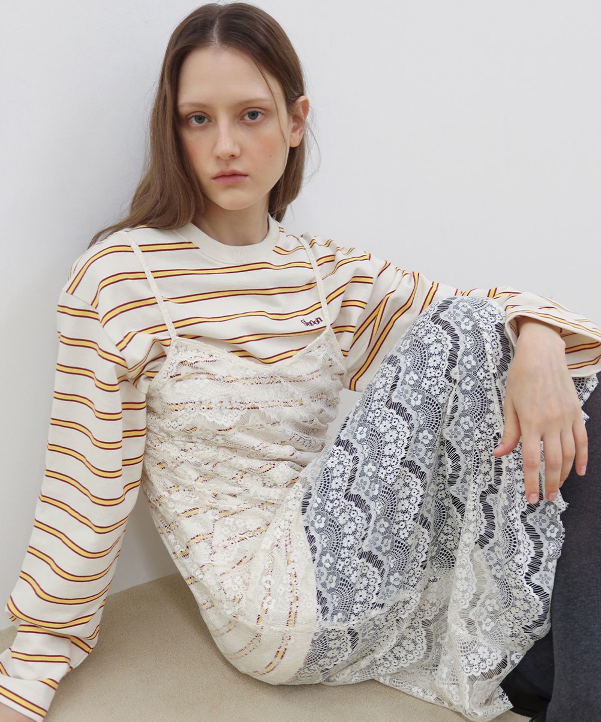 시눈(SINOON) Lace Layered Dress (2 Color)