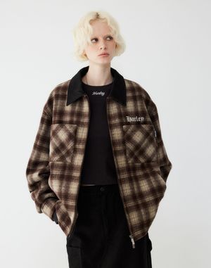 체크 플란넬 퀼팅자켓 _브라운 HH15303002