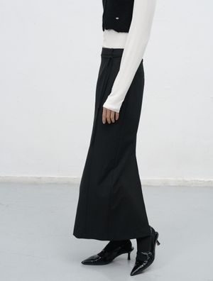 벨티드 H라인 맥시 롱 스커트 [BLACK] / WBE3L13512