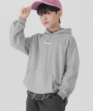 플래그 자수 오버핏 후드티 (멜란지)