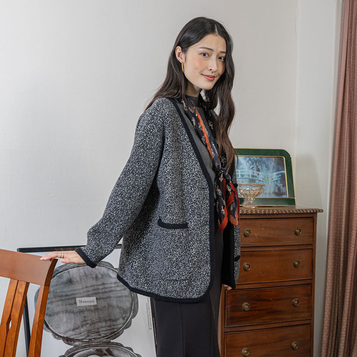 랭썬(LANGSON) LS_Black dots loose jacket